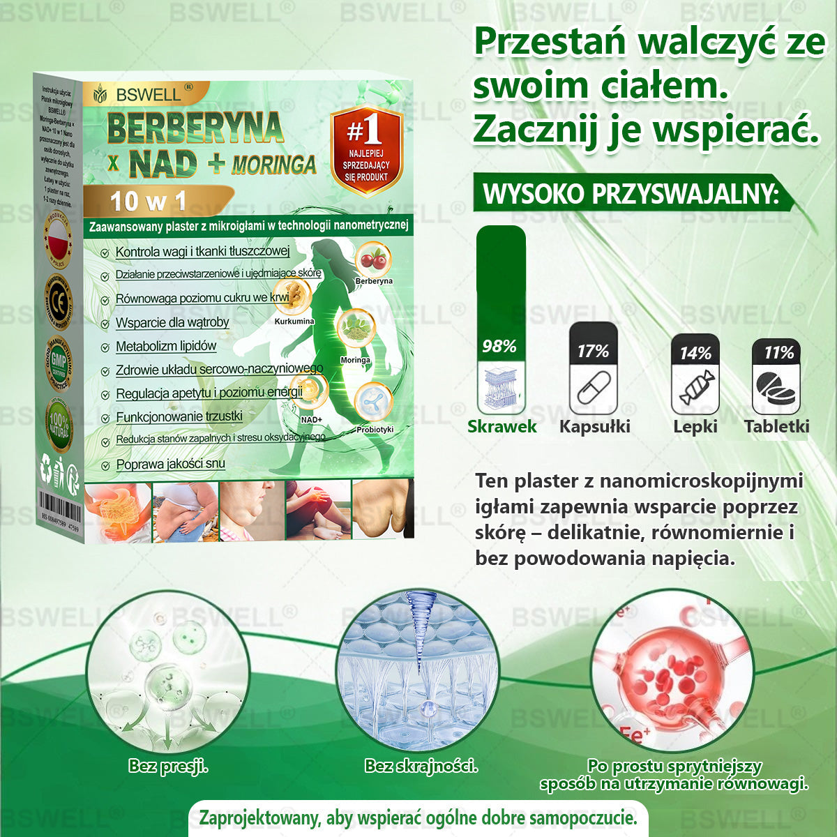 🍀BSWELL® Nano mikroigłowy plaster wyszczuplający (Raz dziennie, efekty już po 28 dniach Wspiera odchudzanie, serce, cukrzycę, sen, jelita, stawy i więcej.)💦💦