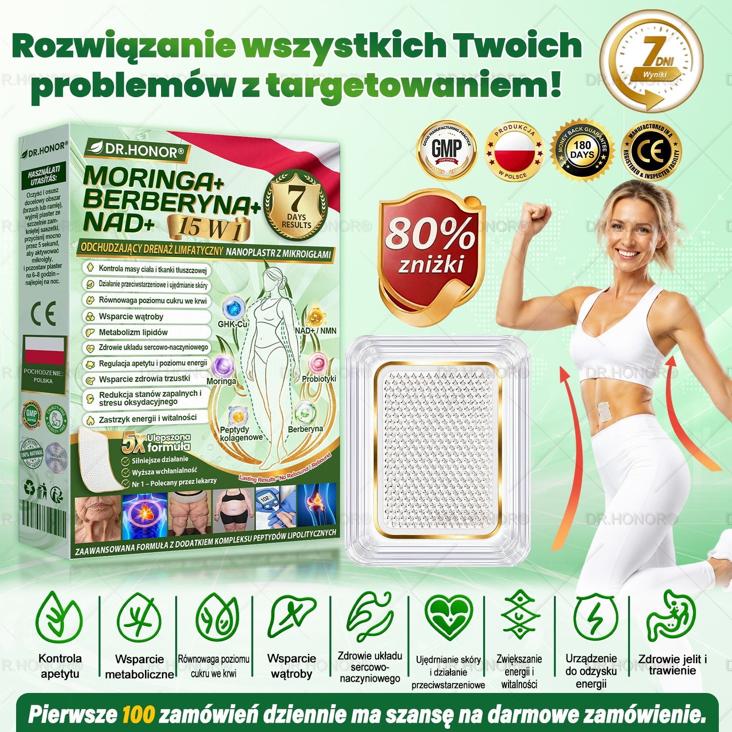𝐃𝐑.𝐇𝐎𝐍𝐎𝐑® drenujący limfatycznie nano-mikroigłowy plaster wyszczuplają ...