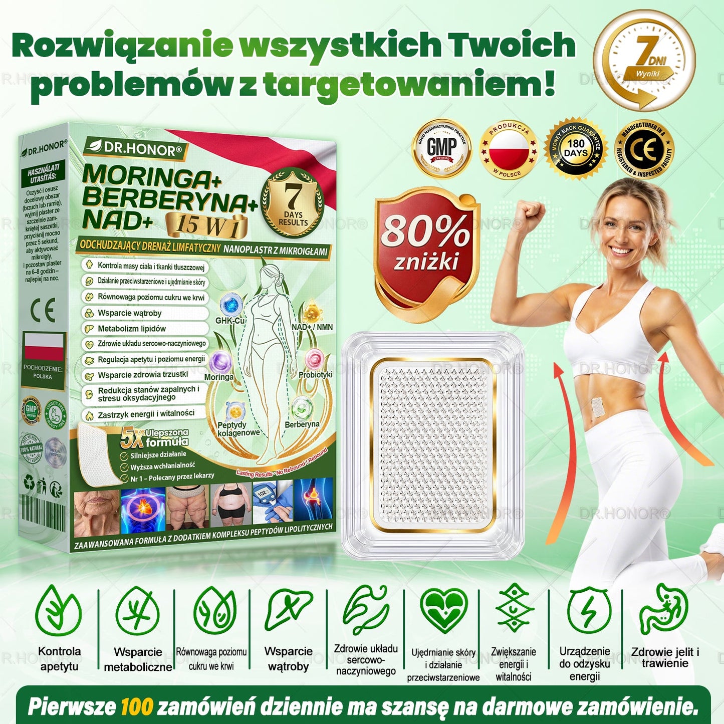 👨‍⚕‍𝐃𝐑.𝐇𝐎𝐍𝐎𝐑® drenujący limfatycznie nano-mikroigłowy plaster wyszczuplający: ultra mocna formuła 𝟓× z lipolitycznym kompleksem peptydowym — wspiera odchudzanie i krążenie limfatyczne, a także pomaga zadbać o komfort stawów, lepszy sen i jasność umysłu🍀